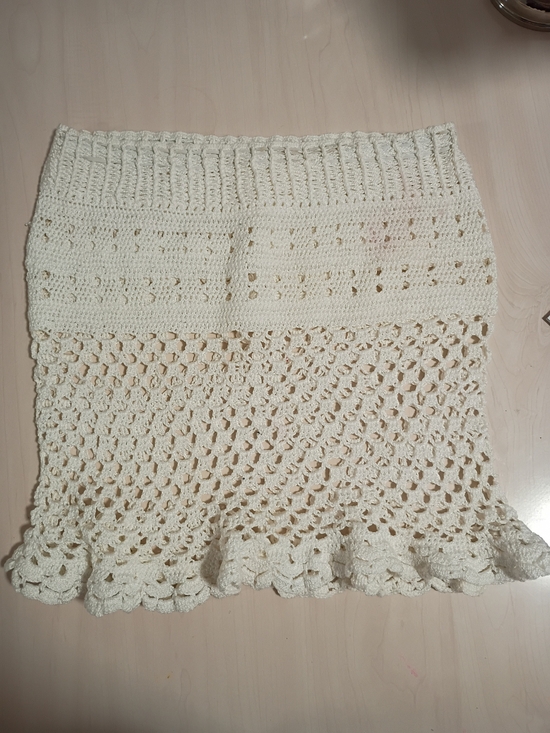 Dresses & Skirts - Cream Crochet Knit Mini Skirt